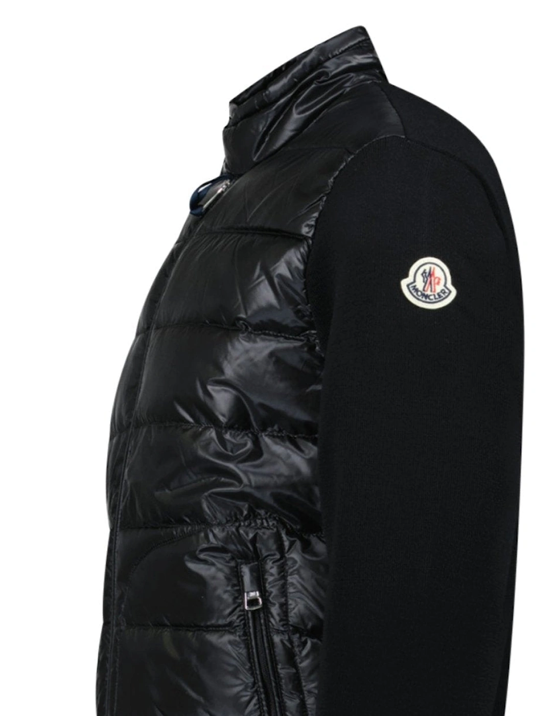 Padded Wool Zip-Up Cardigan Black