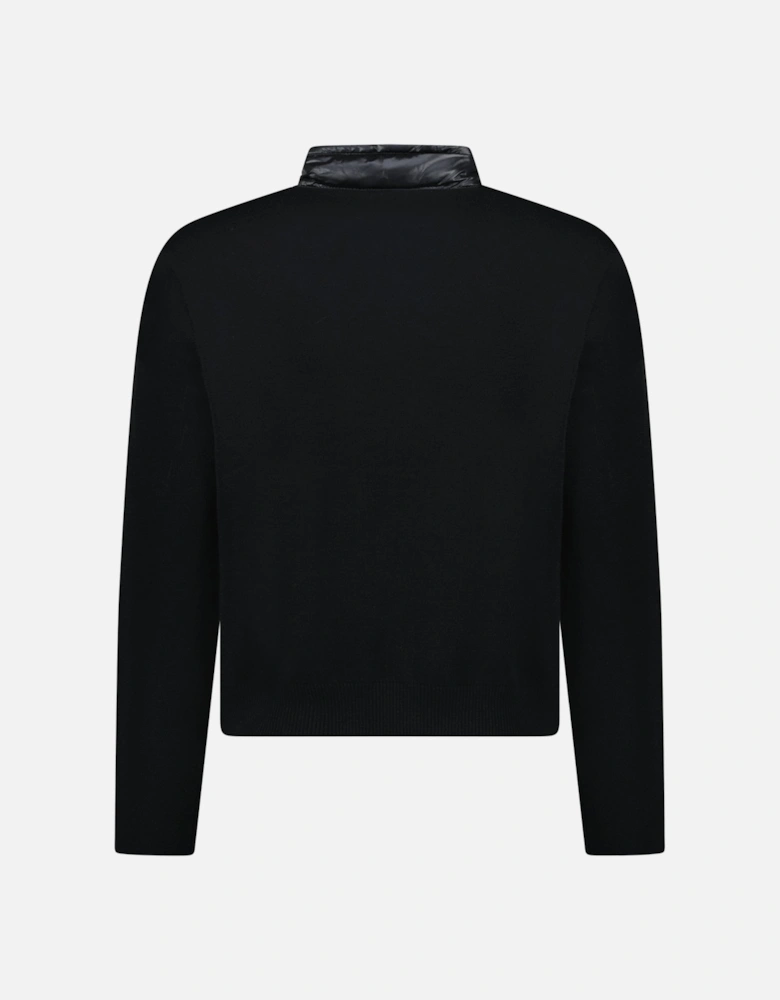 Padded Wool Zip-Up Cardigan Black