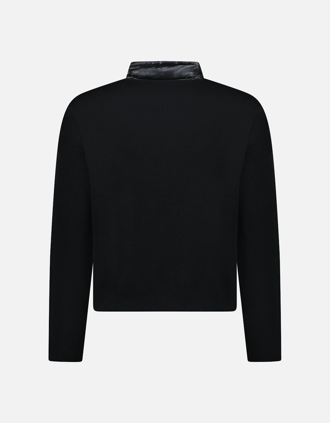 Padded Wool Zip-Up Cardigan Black