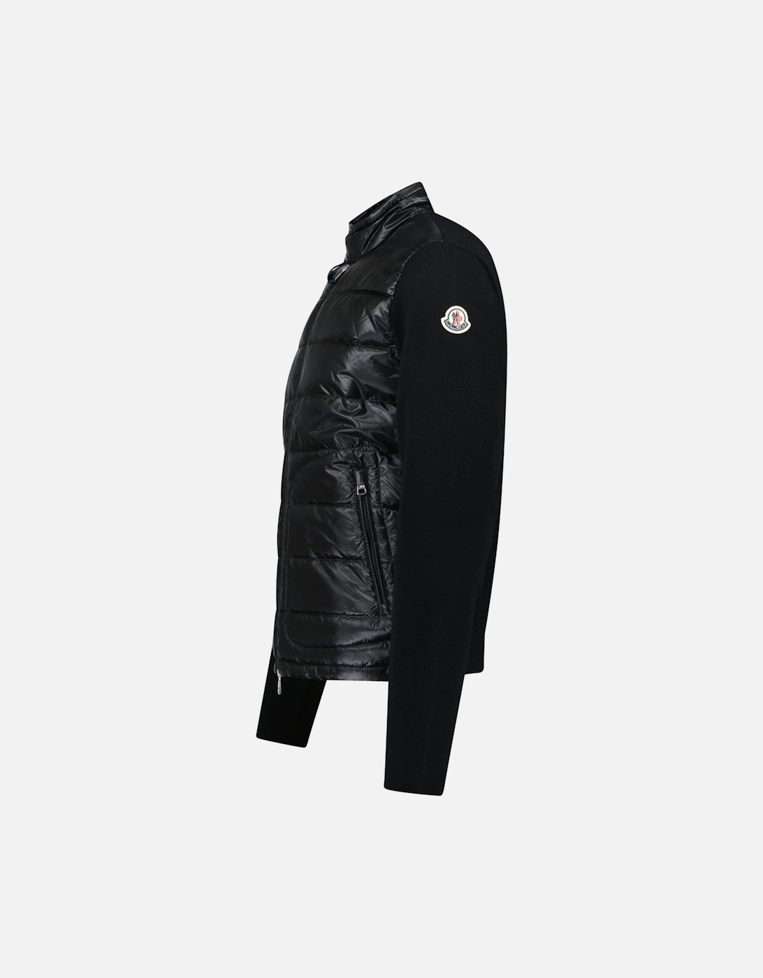 Padded Wool Zip-Up Cardigan Black
