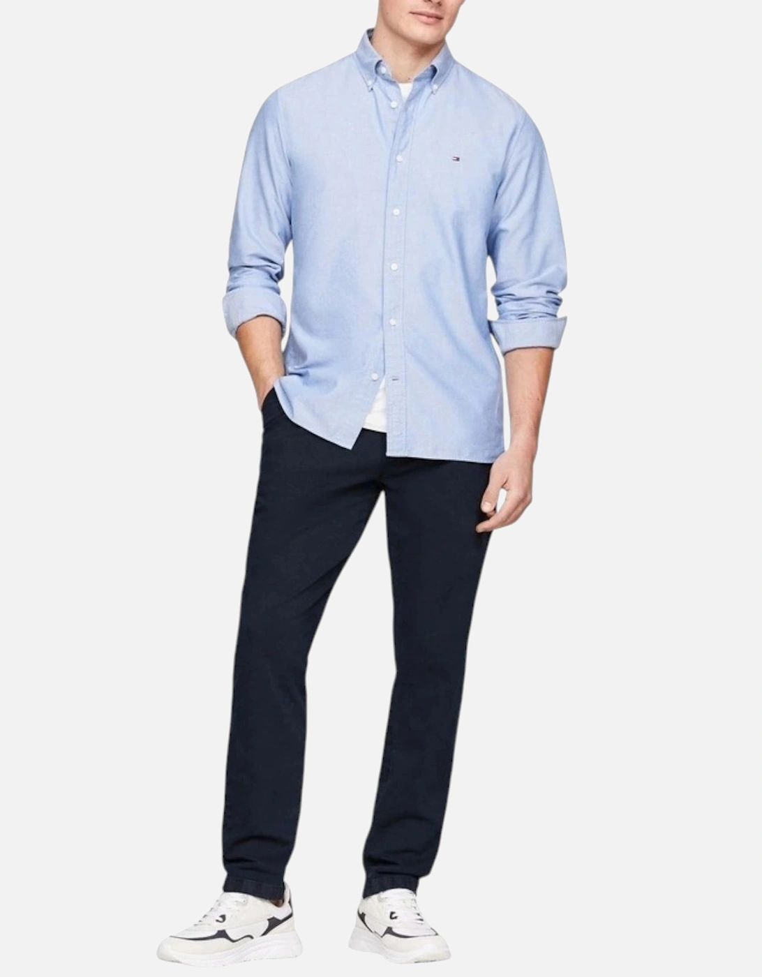 Mens Shirts Slim Fit Oxford Long Sleeve Casual Top