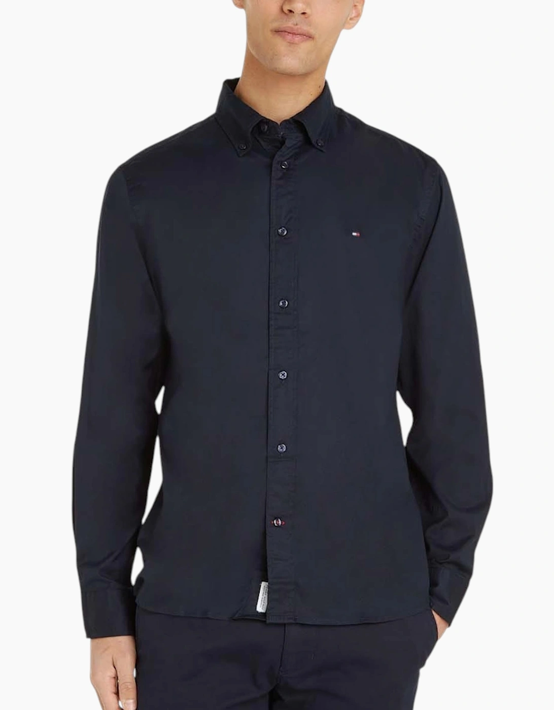 Tommy Hilfiger Men's TOMMY HILFIGER Mens Shirts Cotton Formal Top - Navy