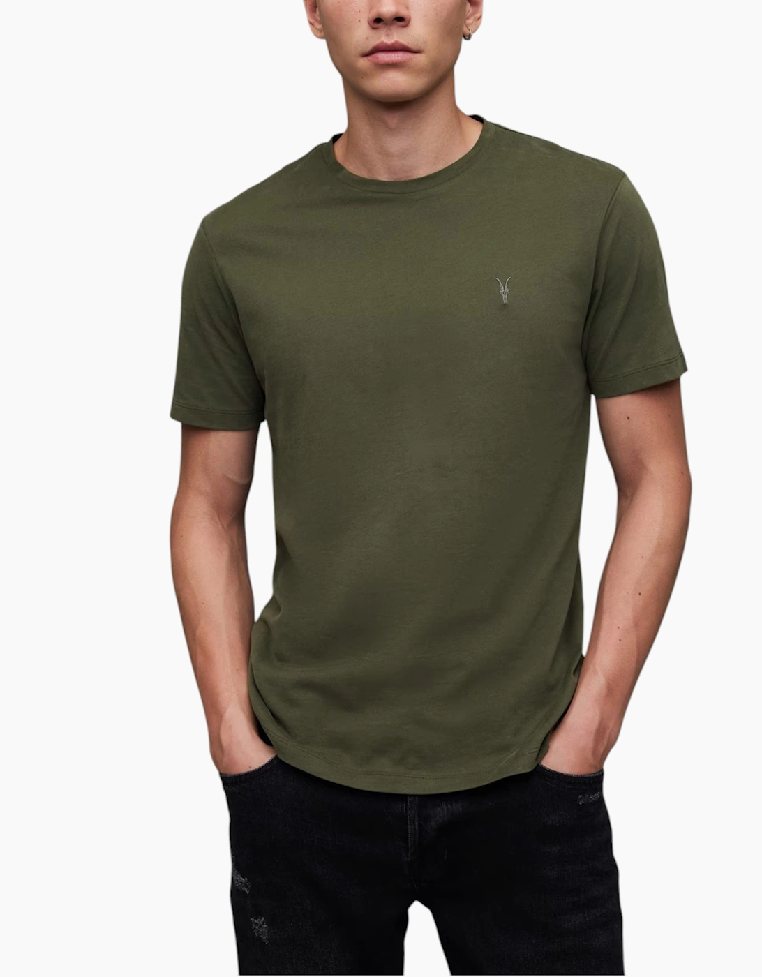 Allsaints Men's Green All Saints T Shirts Tonic Crew Neck Short Sleeve Rumskull Plain Casual Tops - Size: 44