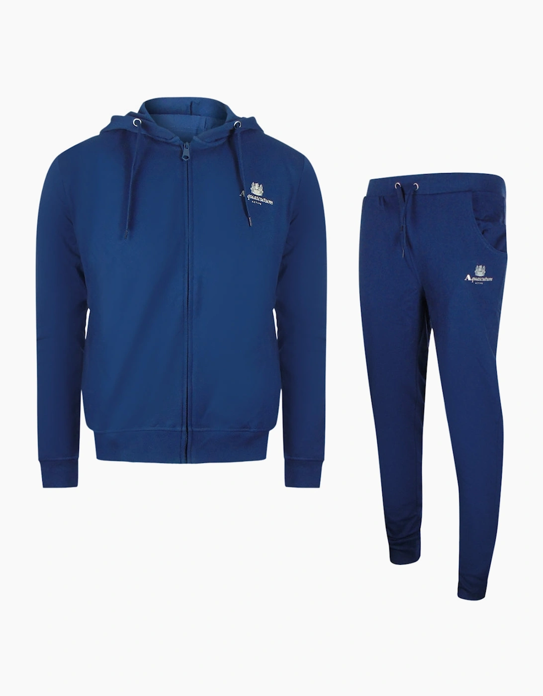 Men's Aquascutum Navy Blue Zip-Up Hoodie Tracksuit Set - Size: L