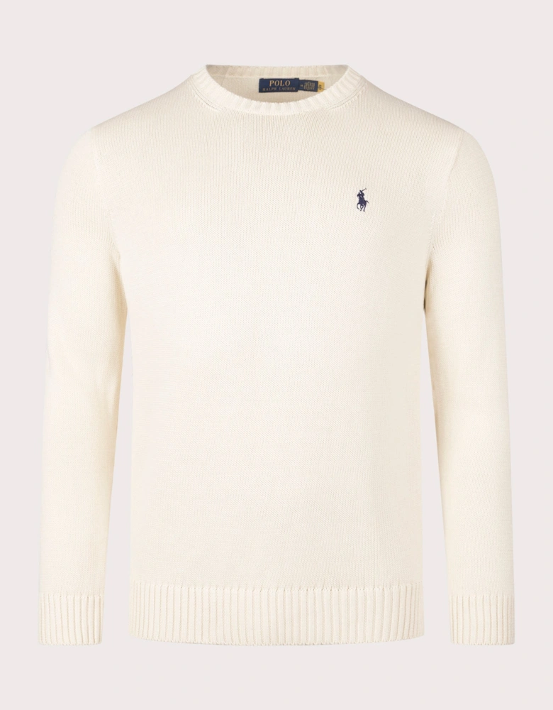 Cotton Ribbed Crew Neck Jumper