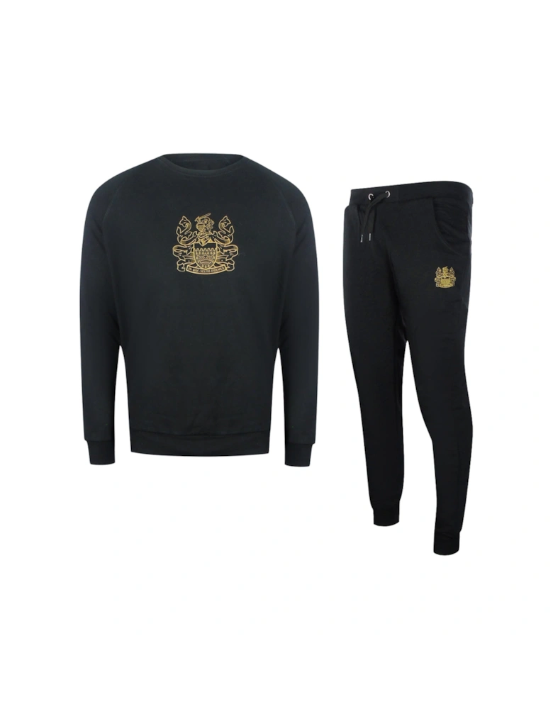 Iconic Crest Black Crewneck Track Set