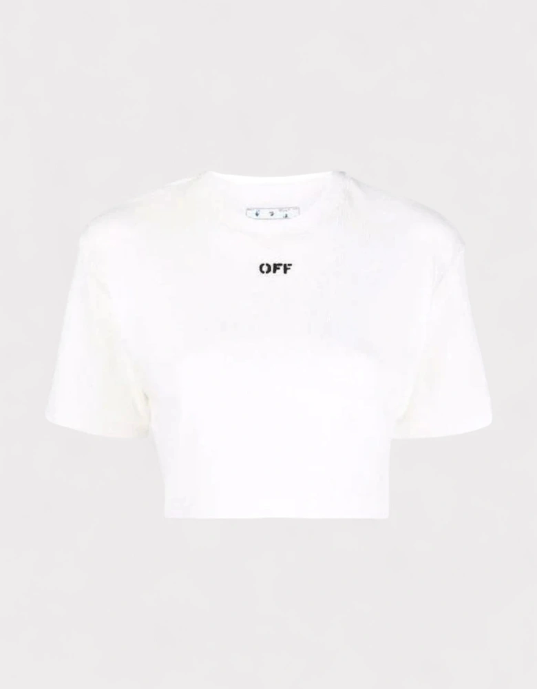 Off Stamp Rib Cropped Tee White Black