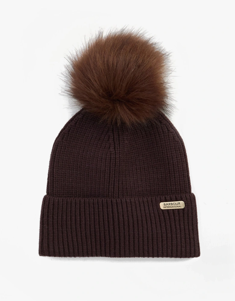 MALLORY POM Womens Beanie Chocolate