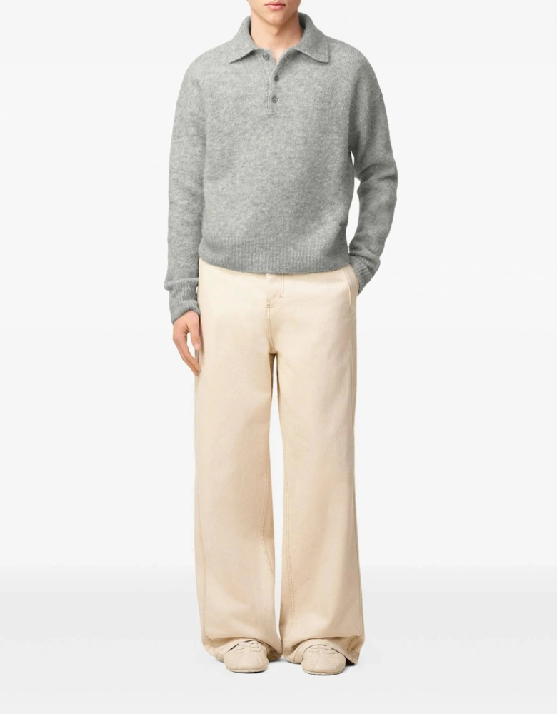 Ami Knitted Polo Grey