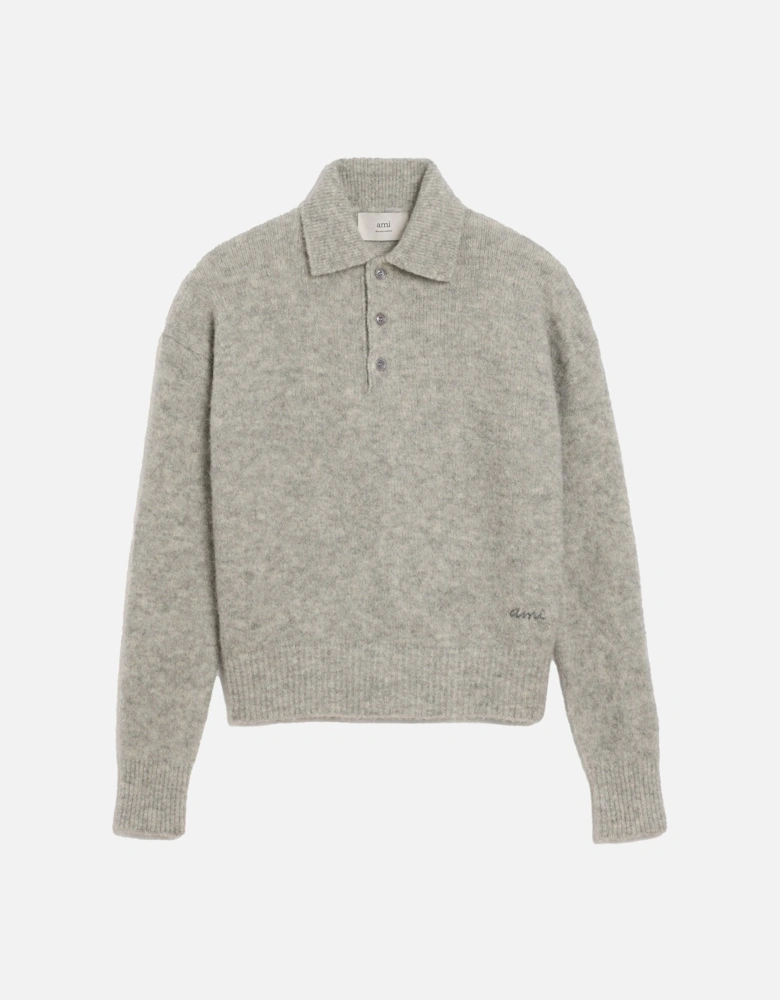 Ami Knitted Polo Grey