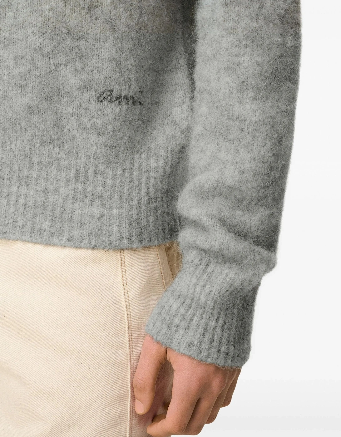 Ami Knitted Polo Grey