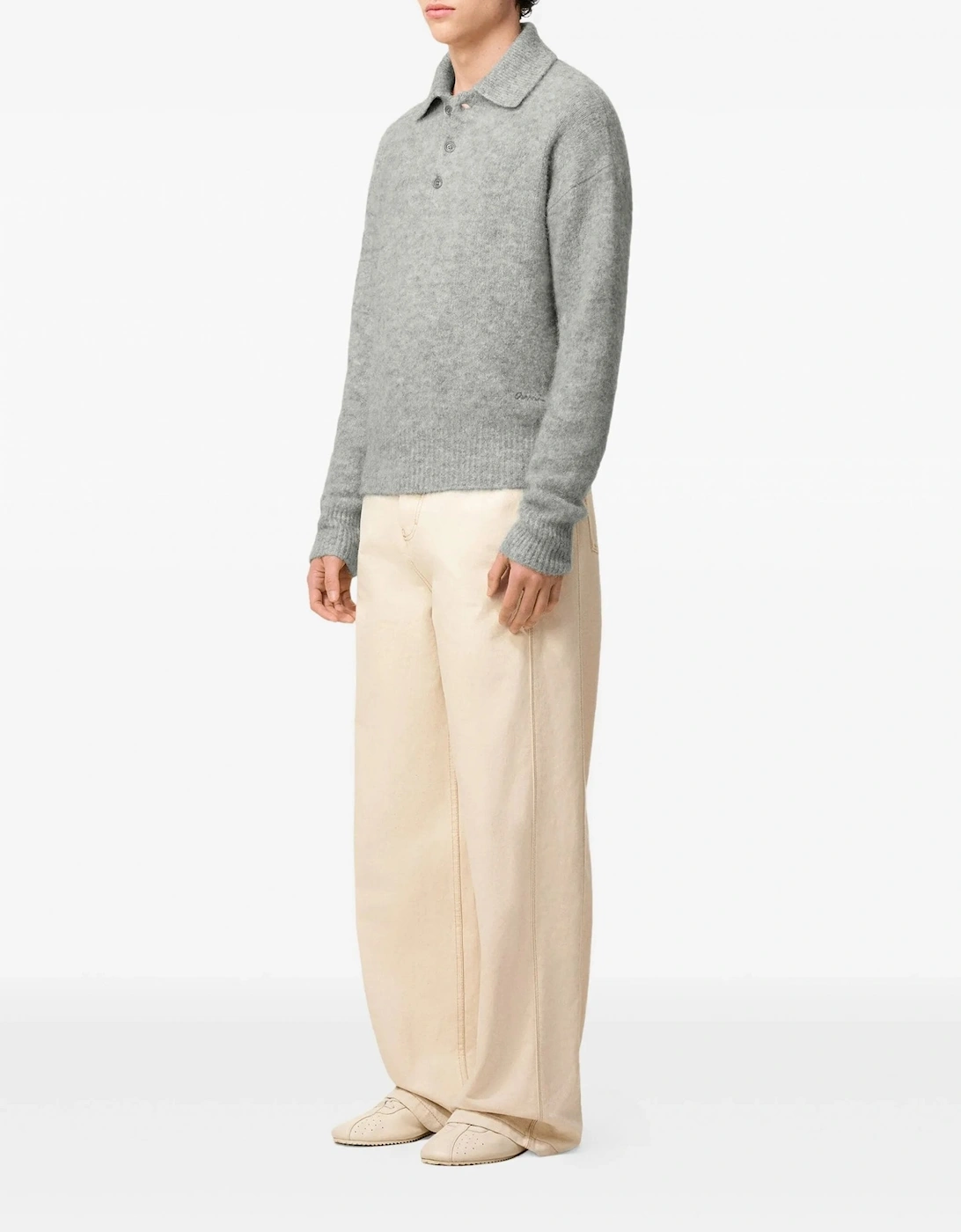 Ami Knitted Polo Grey