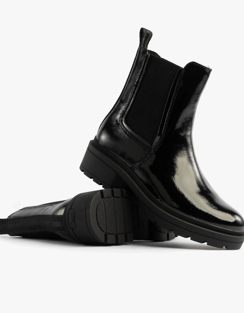 IGGIE Womens Chelsea Boots Black Patent