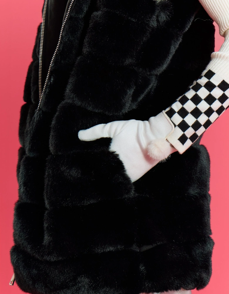 Black Faux Fur Hooded Gilet