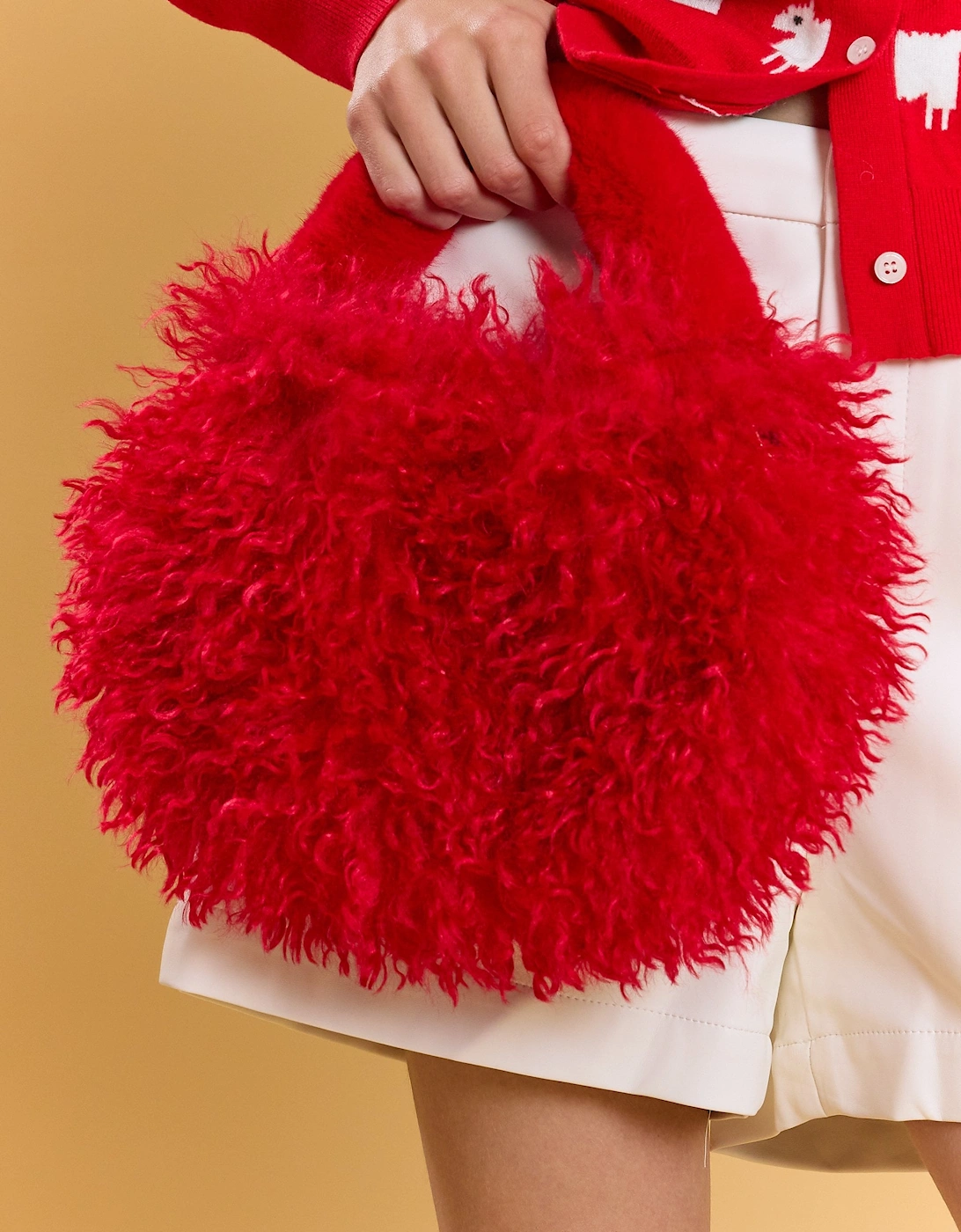 Red Bamboo Eco Faux Fur Bag, 4 of 3