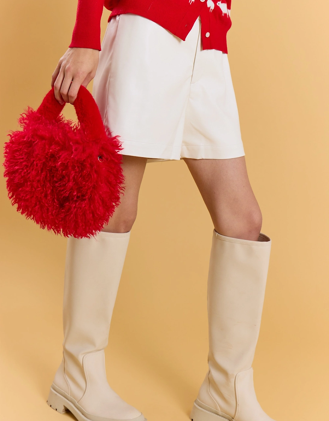 Red Bamboo Eco Faux Fur Bag