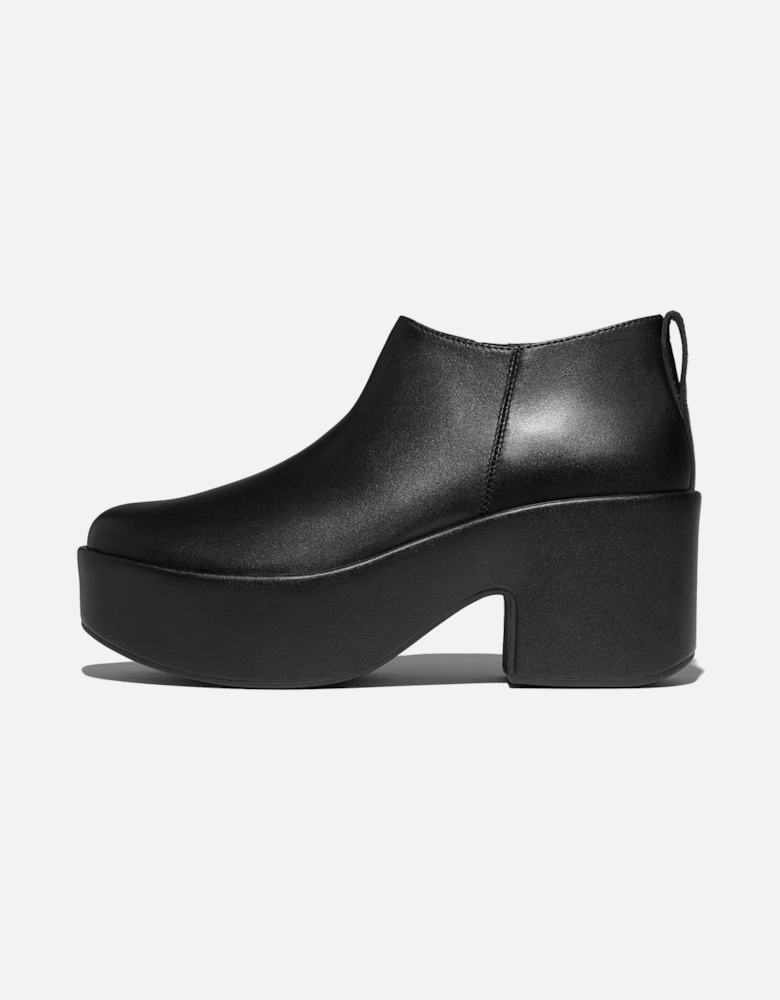 Platfforms Heeled Short Leather Women's Black Boots