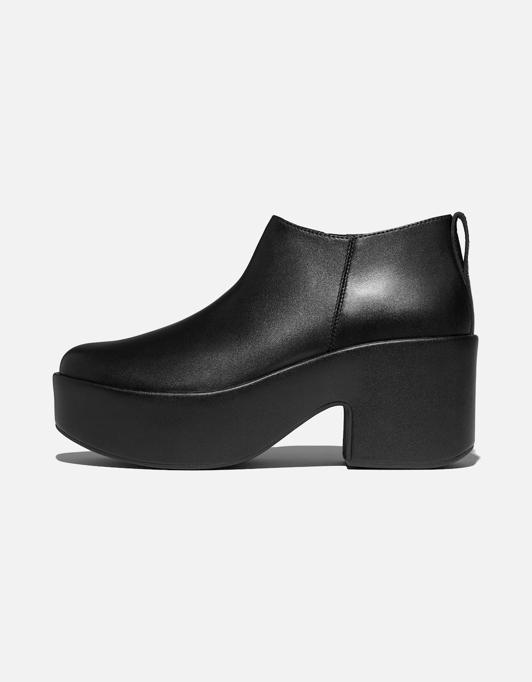 Platfforms Heeled Short Leather Women's Black Boots