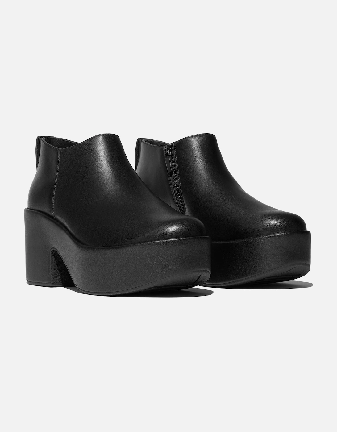 Platfforms Heeled Short Leather Women's Black Boots, 7 of 6