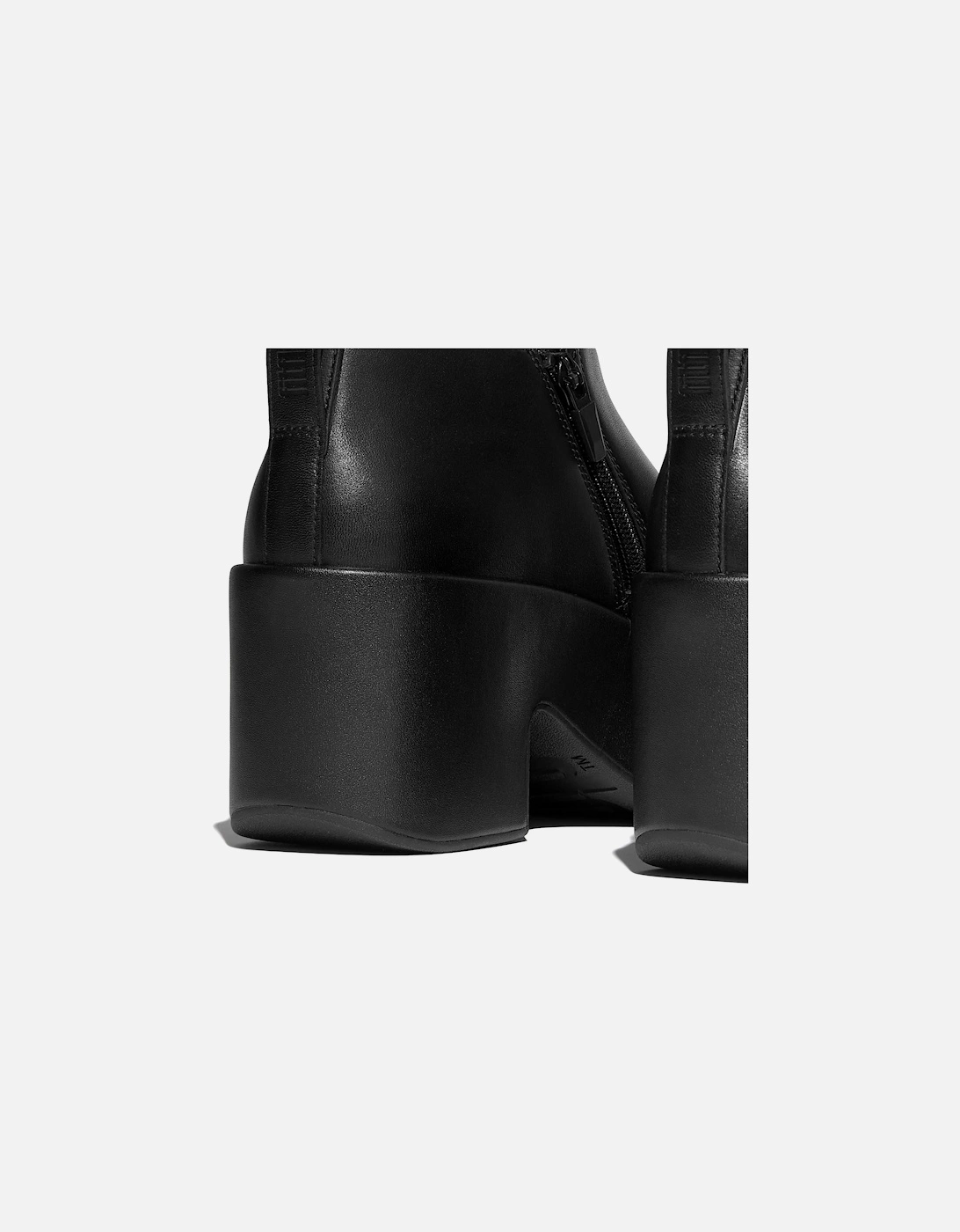 Platfforms Heeled Short Leather Women's Black Boots