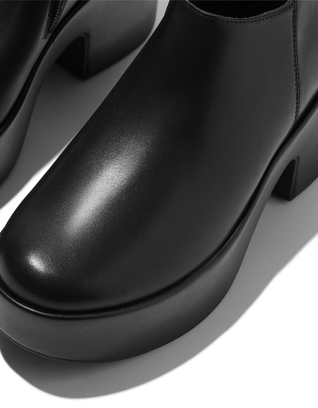 Platfforms Heeled Short Leather Women's Black Boots