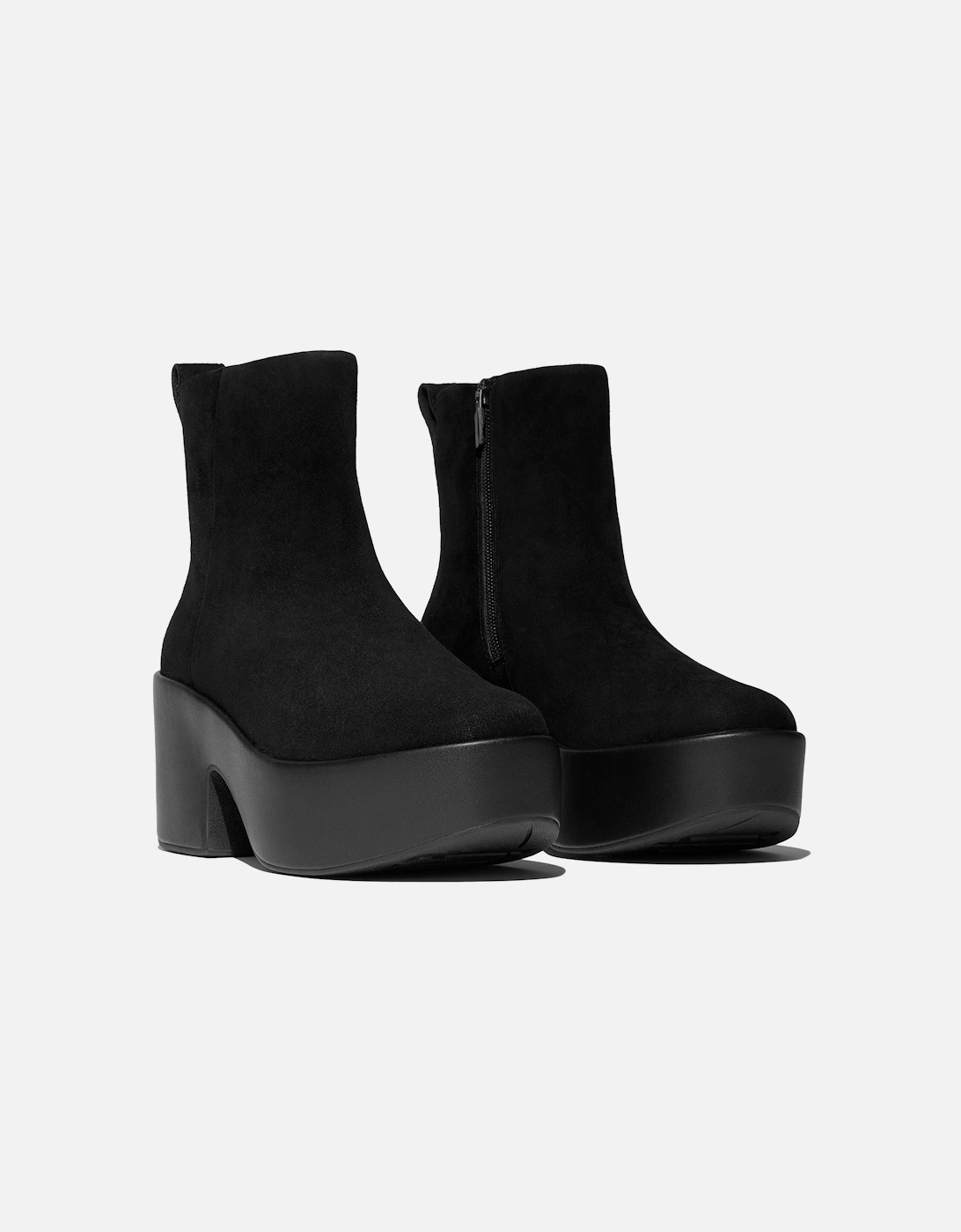Platfforms Heeled Suede Women's Black Ankle Boots, 7 of 6