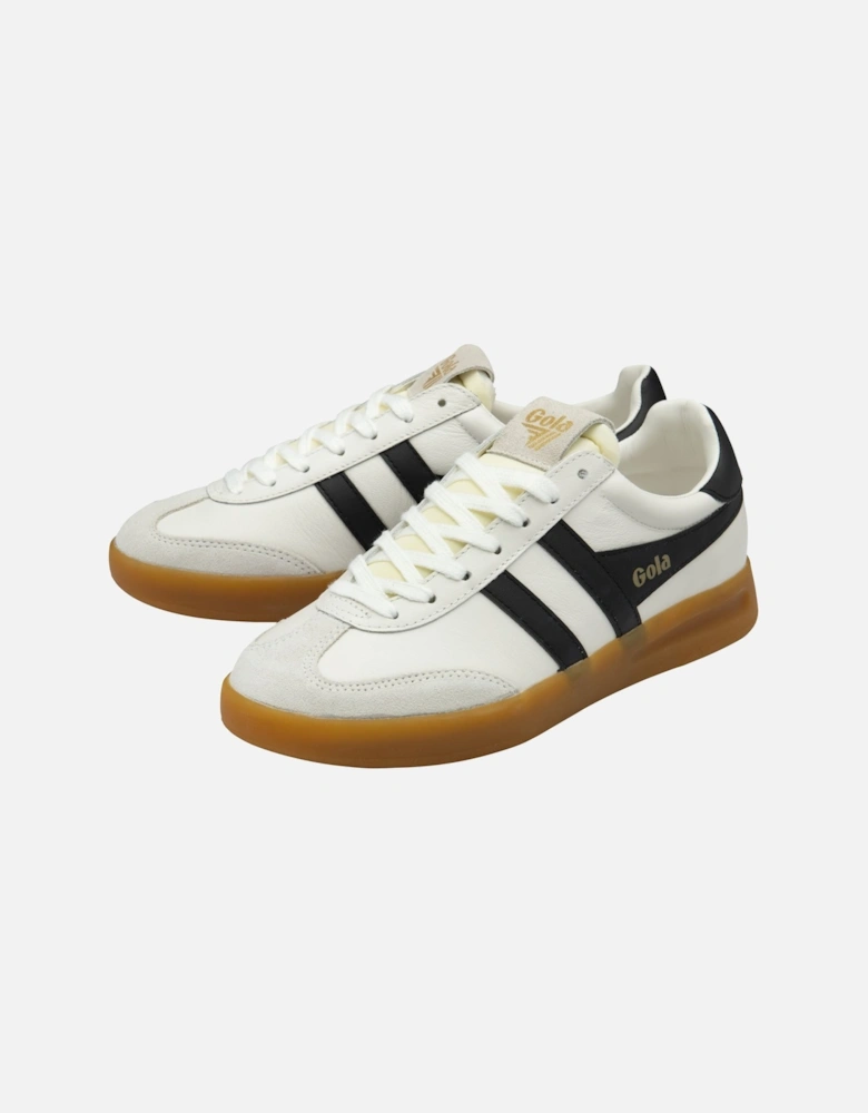 Cyclone Leather Women's White/Black/Gum Trainers