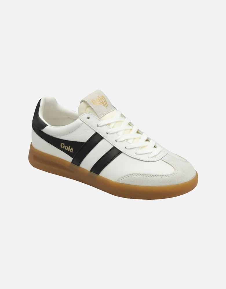 Cyclone Leather Women's White/Black/Gum Trainers