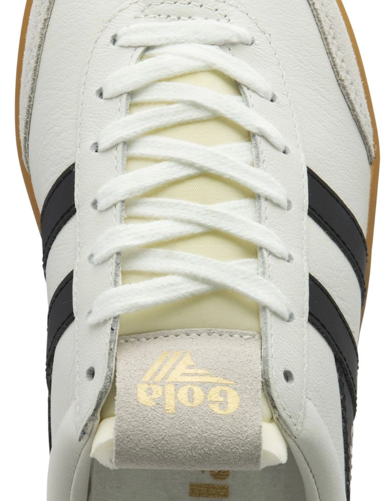 Cyclone Leather Women's White/Black/Gum Trainers