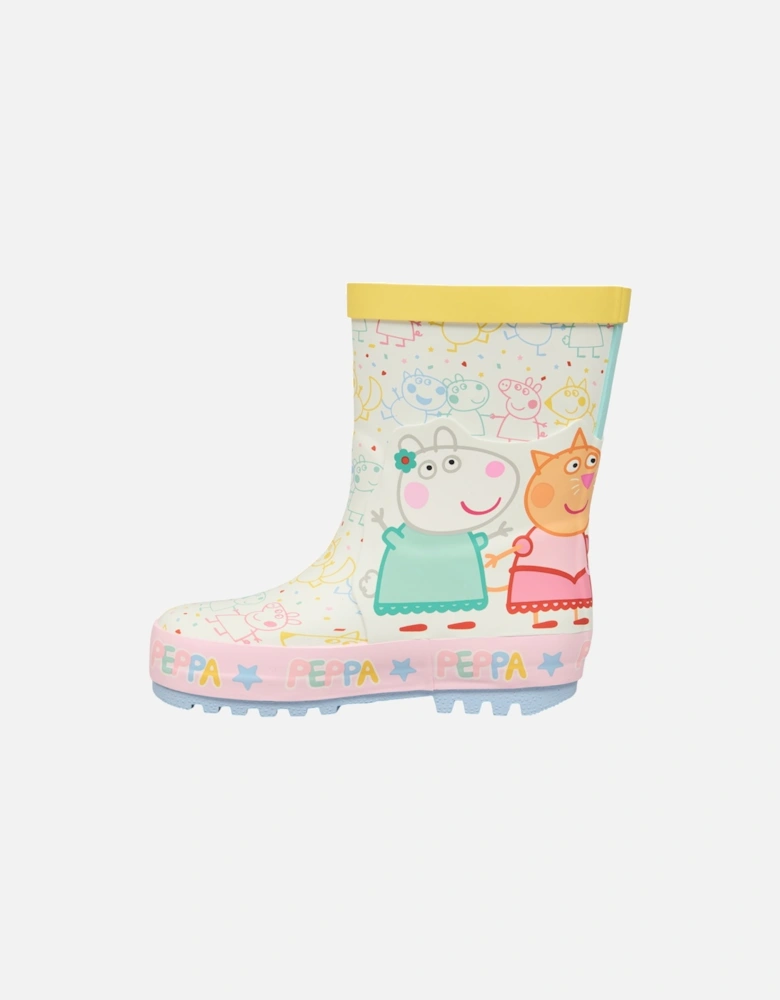 Girls Wellies Infants Flare Pull On white UK Size