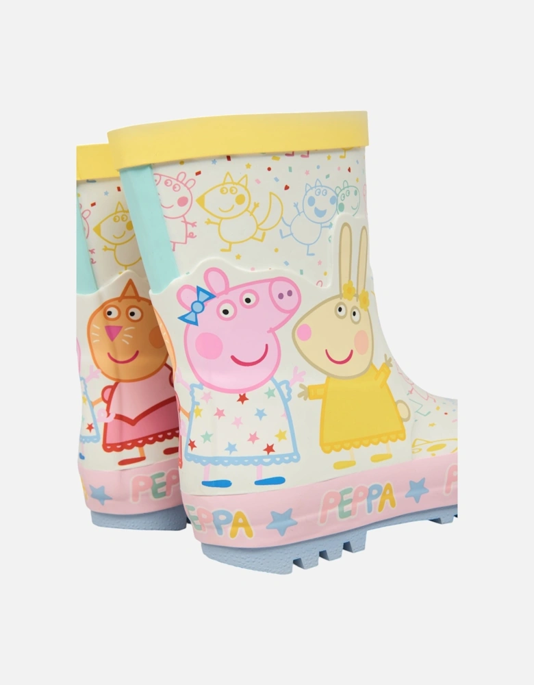 Girls Wellies Infants Flare Pull On white UK Size