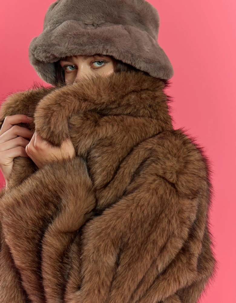 Mocha Faux Fur Hat