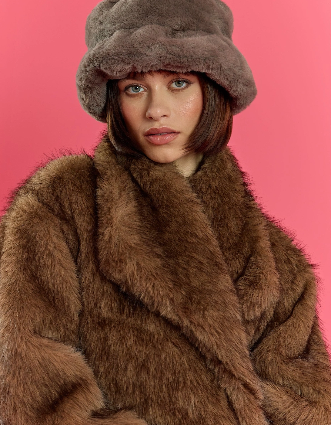 Mocha Faux Fur Hat