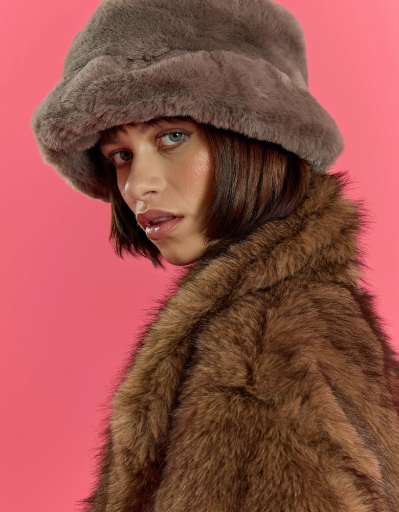 Mocha Faux Fur Hat