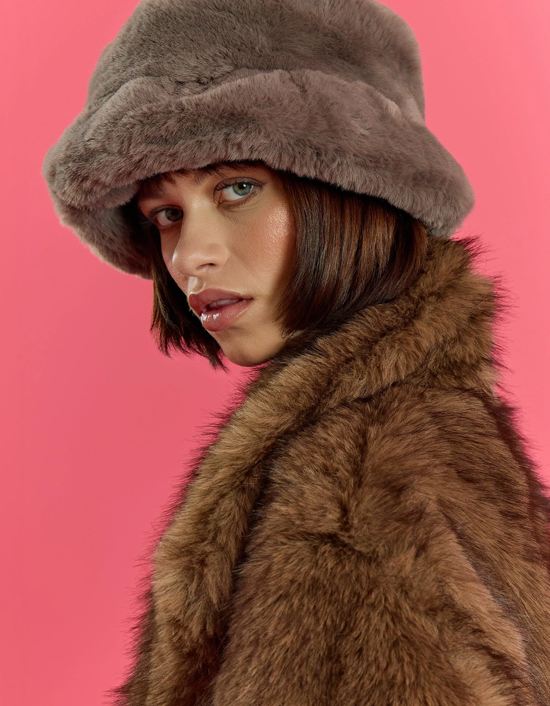 Mocha Faux Fur Hat, 5 of 4