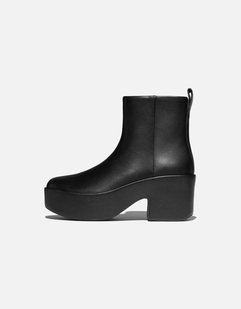 Platfforms Heeled Leather Women's Black Boots