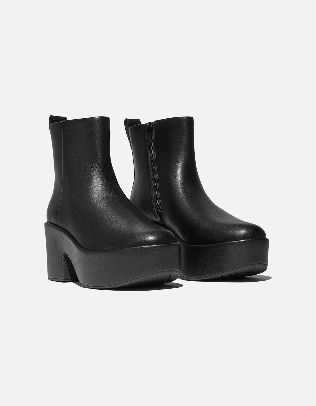 Platfforms Heeled Leather Women's Black Boots, 7 of 6