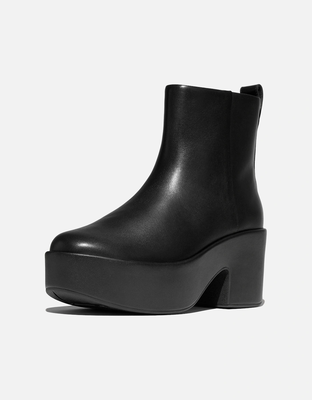 Platfforms Heeled Leather Women's Black Boots
