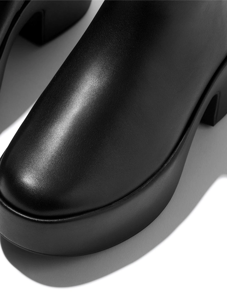 Platfforms Heeled Leather Women's Black Boots