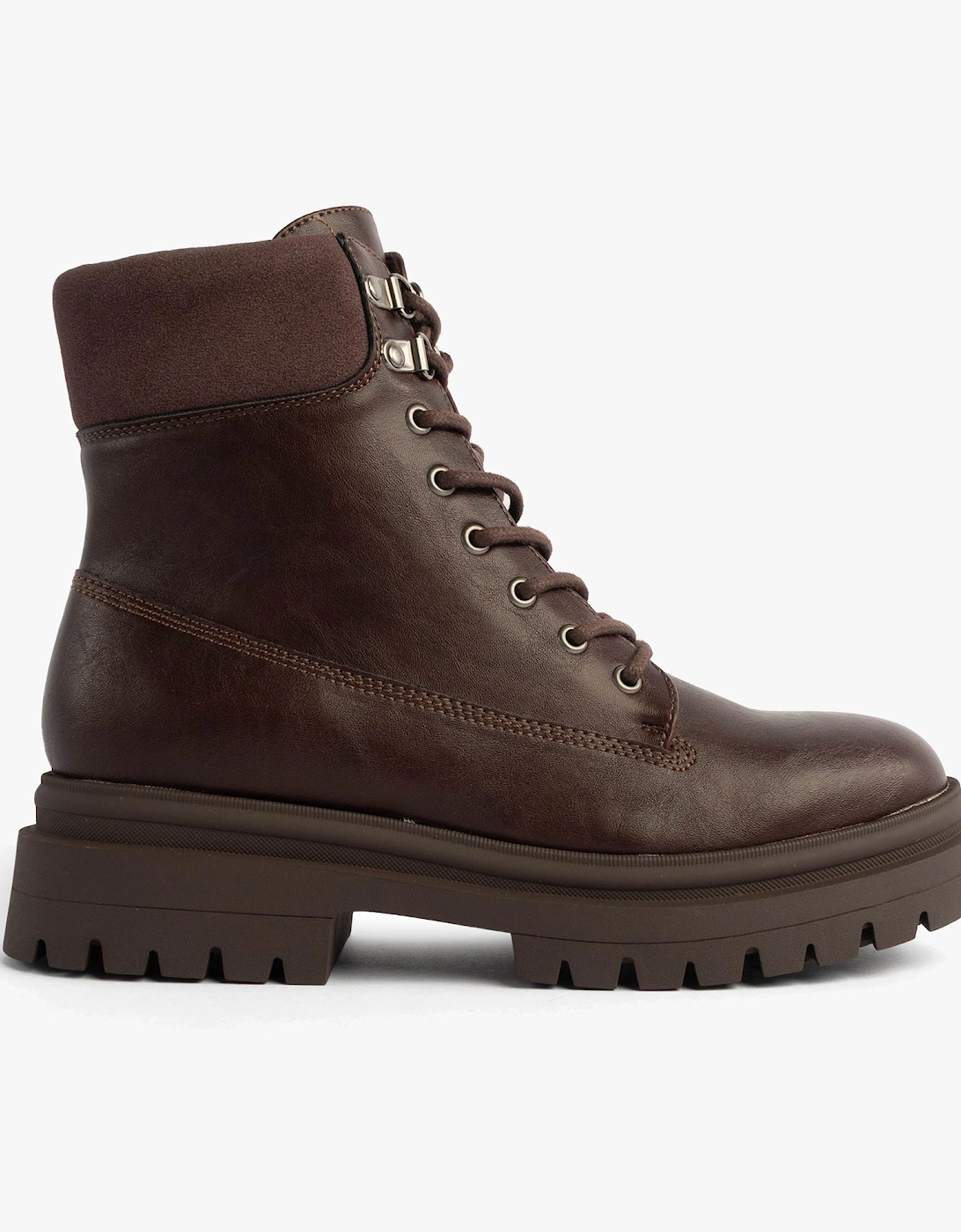 DANIE Womens Lace Up Boots Dark Brown, 7 of 6