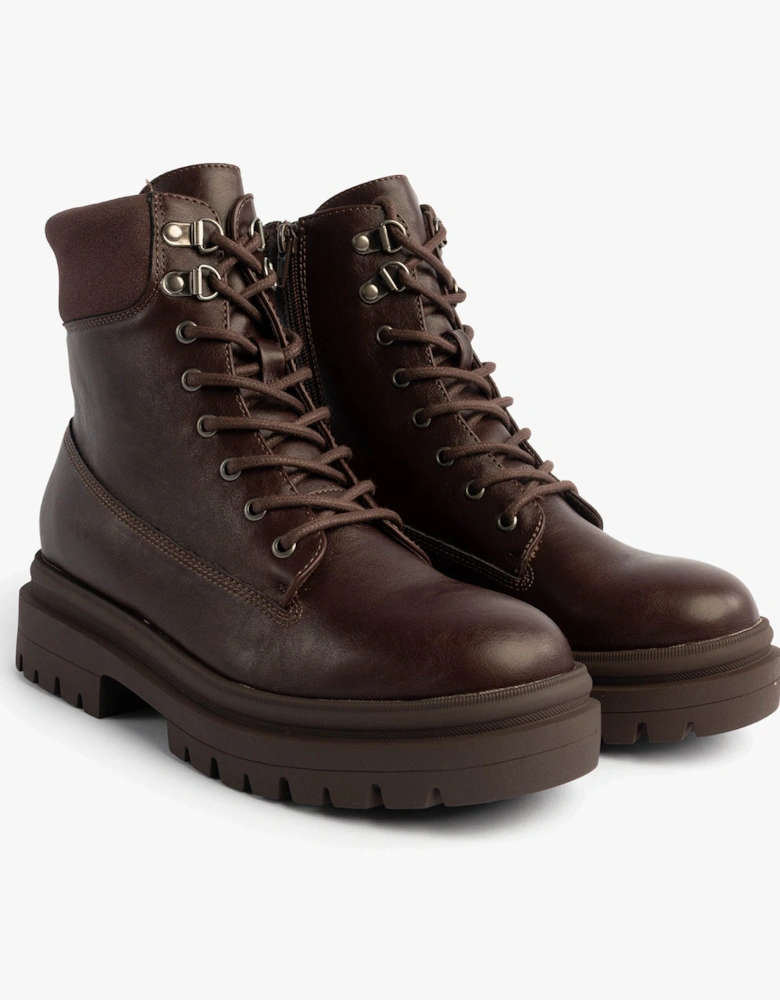 DANIE Womens Lace Up Boots Dark Brown