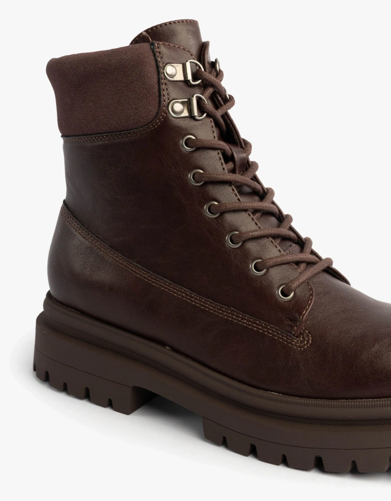 DANIE Womens Lace Up Boots Dark Brown