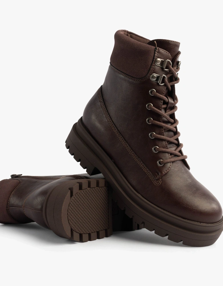 DANIE Womens Lace Up Boots Dark Brown