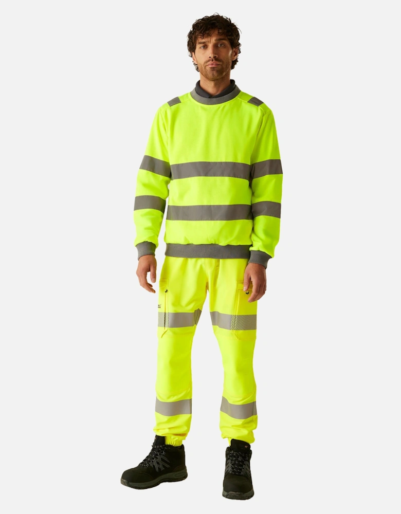 Professional Mens Pro Contract Hi-Vis Crew Neck Sweatshirt