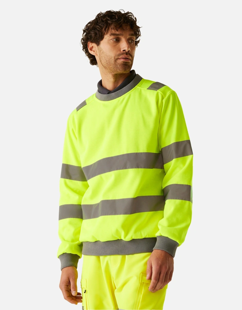 Professional Mens Pro Contract Hi-Vis Crew Neck Sweatshirt