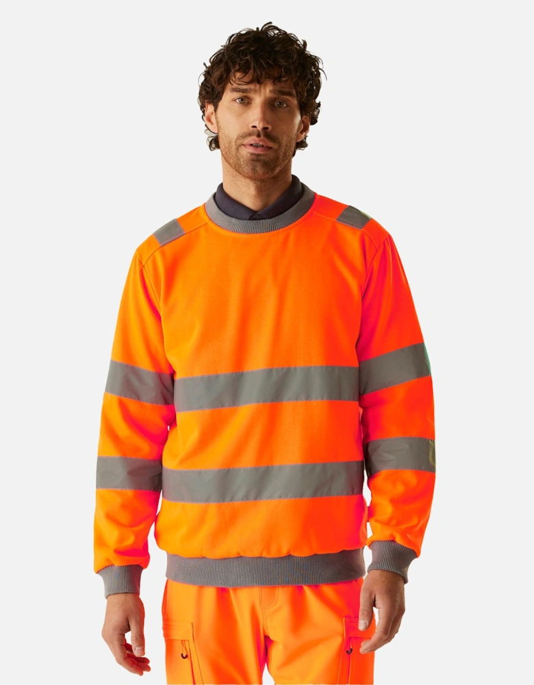 Professional Mens Pro Contract Hi-Vis Crew Neck Sweatshirt