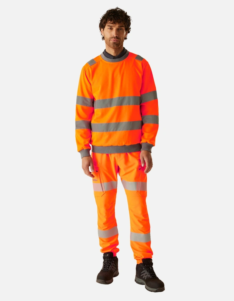 Professional Mens Pro Contract Hi-Vis Crew Neck Sweatshirt