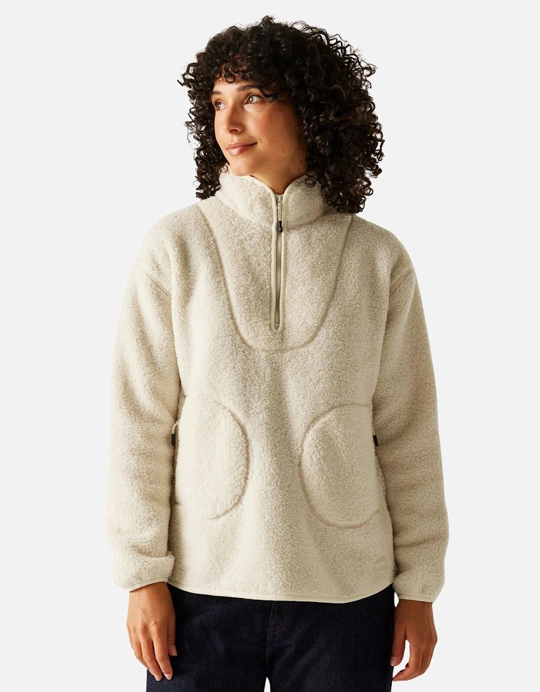 Womens Frankie Zip Pocket Borg Half Zip Fleece, 2 of 1