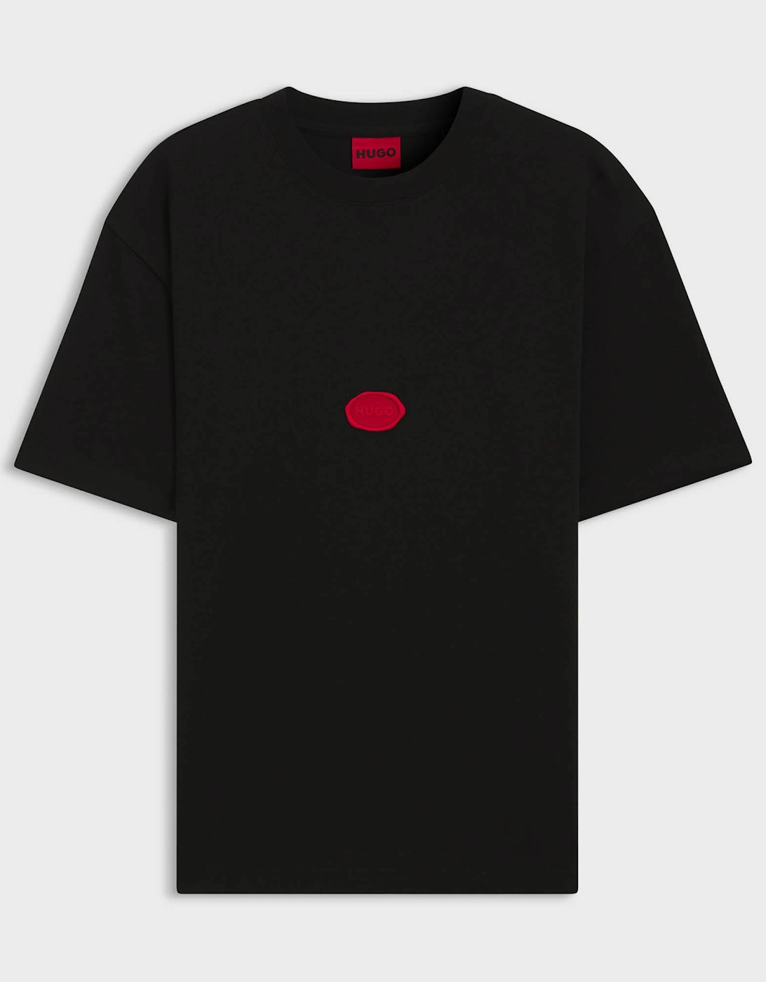 HUGO Divis Mens Cotton-Jersey T-Shirt with Wax Stamp Logo - Black 001, 2 of 1