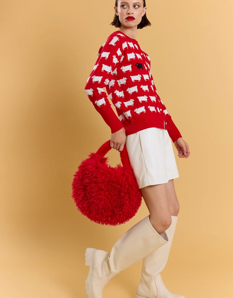 Red Bamboo Eco Faux Fur Bag